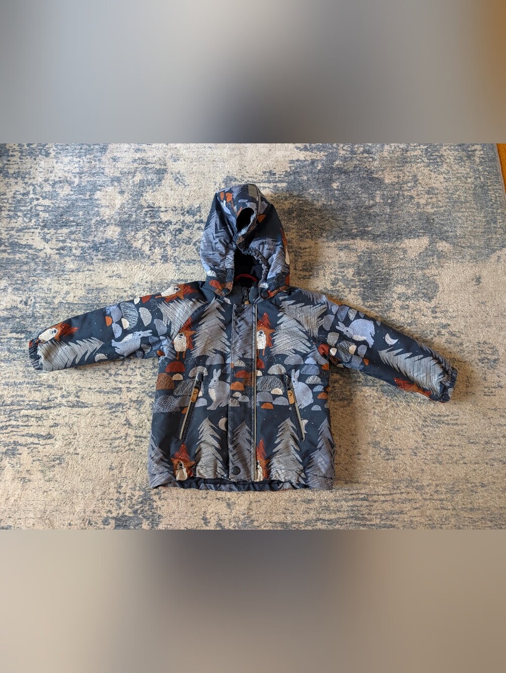 Reima Winter Hooded Puffer Jacket - Navy Forest Animals